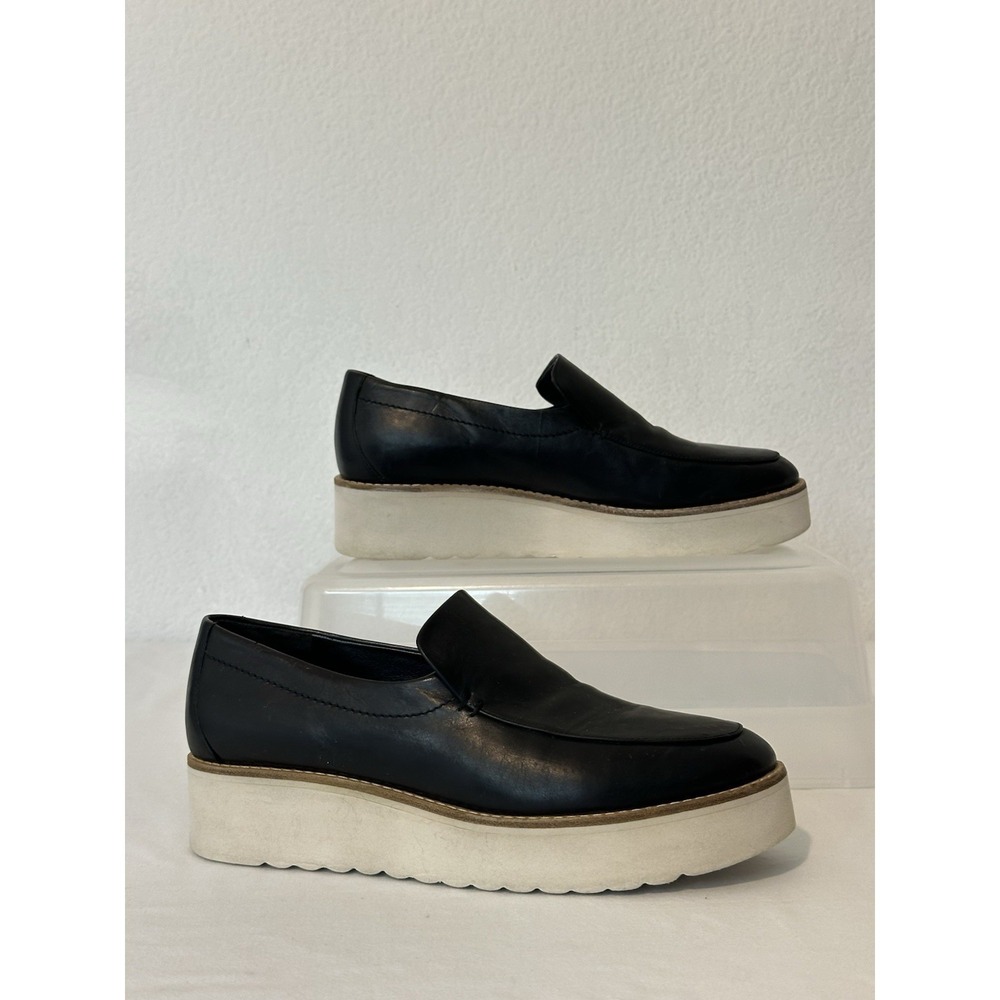 VINCE Zeta Black Leather‎ Platform Loafers Womens 8